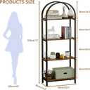 Bookshelf Arched Bookcase, Industrial 4-Tier Open Book Shelves with Metal Frame, 72" Tall Freestanding Storage Display Rack for Home Office, Living Room (Rustic Brown, 4 Tier Arched)