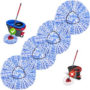 Spin Mop Replacement Heads Compatible with O Cedar RinseClean 2 Tank System,4 Pack Mop Refills Microfiber Mop Replace Heads,Deep Cleaning for All Flooring,Machine Washable and Easy to Install