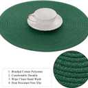SHACOS Dark Green Round Placemats Set of 6 Cotton Polyester Braided 15 inch Washable Kitchen Dining Table Place Mats Christmas Table Mats for Home Wedding Party Decor