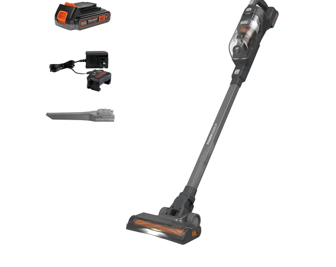 BLACK+DECKER POWERSERIES+ 20V MAX Cordless Vacuum Cleaner, Stick Vacuum Rechargeable with LED Floor Lights, Anti-Tangle Lightweight, Removable Battery (BHFEA18D1)