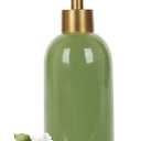 Natheeph 14OZ Ceramic Soap Dispenser Ceramic Soap Pump Dispenser Can Fill Liquid for Bathroom/Kitchen (Green)