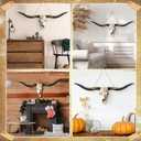 Flat Printed Longhorn Skull Wall Decor Wooden Longhorn Cow Door Sign Large Farmhouse Printed Pendant Decor Realistic Style Wooden Cow for Holiday Front Door Porch Wall
