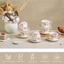 PRECITIME 6oz Floral Porcelain Tea Cup & Saucer Set of 6, Pink Rose, Party