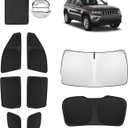 8pcs Car Window Shades for Jeep Grand Cherokee 2011-2021(NOT Grand Cherokee L) Accessories,Windshield Side Rear Full Sunshade,Sun Visor UV Blocking, Privacy Protection for Camping Outdoor