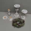 Mumufy 6 Pcs Christmas Candle Holders for Pillar Candles Rustic Wooden Farmhouse Vintage Christmas Table Centerpiece Decoration Tall Xmas Candlestick Wreath Ring for Dinning Fireplace Mantel Decor