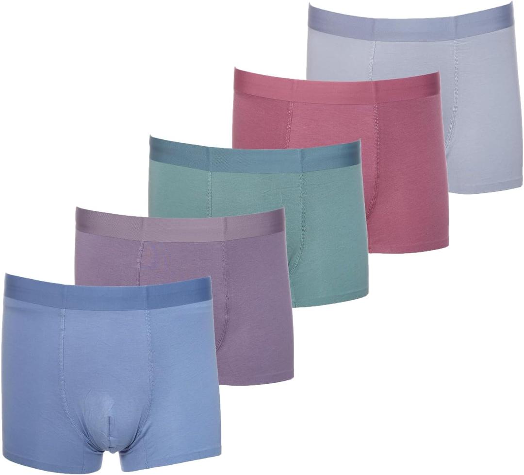 Men's Boxer Briefs 5 Pack - Breathable Cotton Underwear Soft Moisture-Wicking w/Regular Leg Comfort Fit (Colorful)