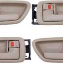 4Pcs Interior Door Handles W/Bezel (Beige) Compatible with 2000-2007 Toyota Sequoia, 2000-2004 Avalon, 2004-2006 Tundra(Crew Cabs Only) - for Four Full-Sized Doors