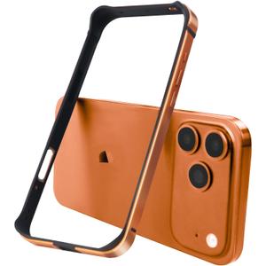 New Aluminum Frame Metal Bumper Frame Slim Hard Case Cover for iPhone17Pro MAX, Metal Frame with Soft Inner Bumper, Raised Edge Protection (Orange, for iPhone17Pro Max)