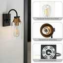Black & Gold Wall Sconces Set of 2,Glass Bathroom Light Fixtures, 2 Pack