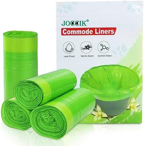 Commode Liners for Bedside Commode Vanilla Scented 100pcs Disposable Bags Universal Fit Most Standard Toilet Chair Bucket (Green)
