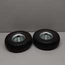 (2 Pack) 10 Inch Solid Polyurethane Tire 4.10/3.50-4 Tire, 10" Flat Free Wheels with 5/8" Bearings, 2.2" Offset Hub for Garden Cart, Hand Truck, Lawn Cart, Mower