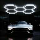 LED Hexagon Garage Light, 156W 18720LM 6500K Daylight White Honeycomb Ceiling Lamp for Garage,Auto Beauty Shop,Car Detailing Shop, Gym, Workshop, 17.3inch