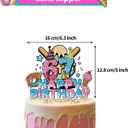 6 7 Birthday Decorations Set, Large Cake Topper, 12 Cupcake Toppers, 16 Balloons for Boys and Girls 7th Birthday Party