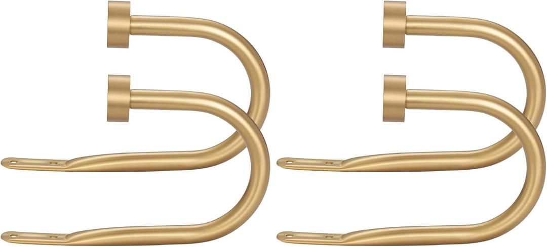 Premium Curtain Holdback, Quality Metal Decorative Curtain Holdbacks with Zinc Alloy Cap Finials,Rust-Proof, Set of 2 Window Curtain Holdbacks,Warm Gold