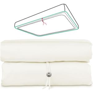 Queen Fitted Sheet Only, 100% Long-Staple Cotton Dual-Lock Fitted Sheet for Queen Bed, Luxury Soft and Comfort, No Slippage, 1000 Thread Count, Deep Pocket Fits 9" to 14" Mattress (White)