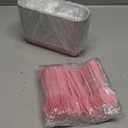 Mini Loaf Baking Pans with Lids and Spoons (50 Pack, 6.8oz) Rectangle Aluminum Foil Baking Pans Tins Containers - Cupcake Containers Wrappers Cheesecake Creme Brulee Ramekins (Pink)