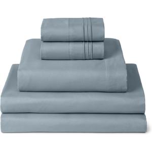 Mellanni Split King Sheets Set - 5 PC Iconic Collection Bedding - Hotel Luxury, Extra Soft, Cooling Bed Sheets - Wrinkle, Fade, Stain Resistant (Split King, Spa Blue)