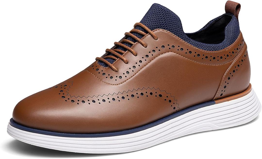 Bruno Marc Men's MaxFlex Dress Sneakers Oxfords Casual Wingtip Brogue Shoes (11, Brown)