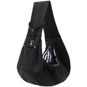 Dog Carrier Sling - Reversible Puppy Carrier Purse with Storage Pocket, Hand-Free Dog Sling Carrier for Carry Small Dogs and Cats, Travel Safety Harness, Dog and Cat Harness(Black)
