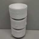 Jinei 150 Pieces 6 oz Plastic Bowls with Rim Small Disposable Soup Bowls for Dessert Salad Soup Candy Wedding Thanksgiving Catering Holidays Party Supplies (White,Silver Rim)