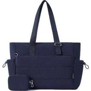 Roulens Tote Bag for Women 2 Set Puffer Tote Bag with Adjustable Top-handle, Quilted Shoulder Handbag for Work/Travel (Black)