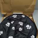 Etna Products Round Pet Bed: Comfortable Elevated Cat Bed with Paw Print Cushion-Black & White Water Resistant Papasan Chair for Small Dogs