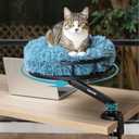 Cat Desk Bed  360 Rotating Hammock Mount with Strong Clamp | Supports 44 lbs | Reinforced Wood Base, Plush Washable Cushion, Easy Tool-Free Install, Space-Saving Modern Furniture