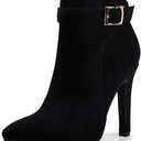IDIFU Women's Dana Pointed Toe Stiletto High Heels Ankle Booties Side Zipper Short Boots with Metal Buckle 6.5