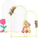 Metal Arch Backdrop Stand Set of 2 with Cover 6FT 7.2FT White Spandex Arch Backdrop Covers for Gold Wedding Arch Stand Arch Stand Covers for Birthday Party Baby Shower Birdal Shower Decorations