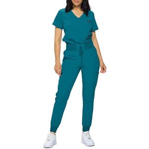 Monarch Uniforms Slim Fit Stretchy Scrubs Women's Jogger Scrub Set Slim Jogger Scrubs with Tuck-In Top for Women L