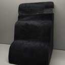 COZY KISS Dog Stairs for Small Dogs 15.7" H, Curved Dog Step for Puppy, Older Cat, Medium Pet Ramp for Sofa, Couch or Chair, Ladder with High Density Foam, 3 Step, 15.7x22.4x15.7 inch, Black