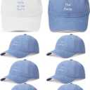 8 Pack Adjustable Bachelorette Hat, 1 Wife of The Party Cap and 7 The Party Cap for Bridesmaid Bride Wedding Gift (White, Blue)