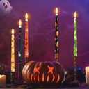 Yungyan 10 Pcs Halloween Flameless Taper Candles Bulk 11 inches LED Flickering Taper Candles Battery Operated Plastic Candlesticks for Indoor Party Decor Supplies (Pumpkin Style)