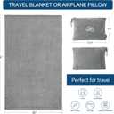 BEDELITE Travel Blanket with Bag, Ultra-Soft Jacquard Fleece Blanket with Luggage Sleeve & Backpack Clip, Airplane Blanket Travel Essentials, Grey