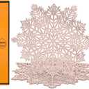 Placemats Set of 4, Rose Gold Snowflake Place Mats, Vinyl Heat Resistant Non-Slip Washable Dining Table Mats for Holiday Party Home Wedding Dining, 15 inch