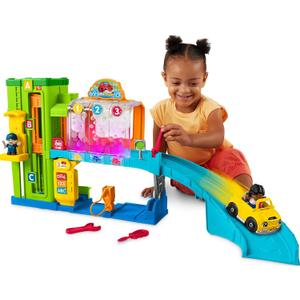 Fisher-Price Little People Toddler Playset Light-Up Learning Garage with Smart Stages Plus Toy Car and Ramp for Ages 1+ Years, Medium