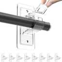 ANDGOO 8 Pack No Drill Curtain Rod Brackets, Holding Up to 17 lbs, PET Curtain Hangers, Nail-Free Adjustable Curtain Rod Holder for Bedroom, Bathroom, Living Room and Dorm (Transparent)