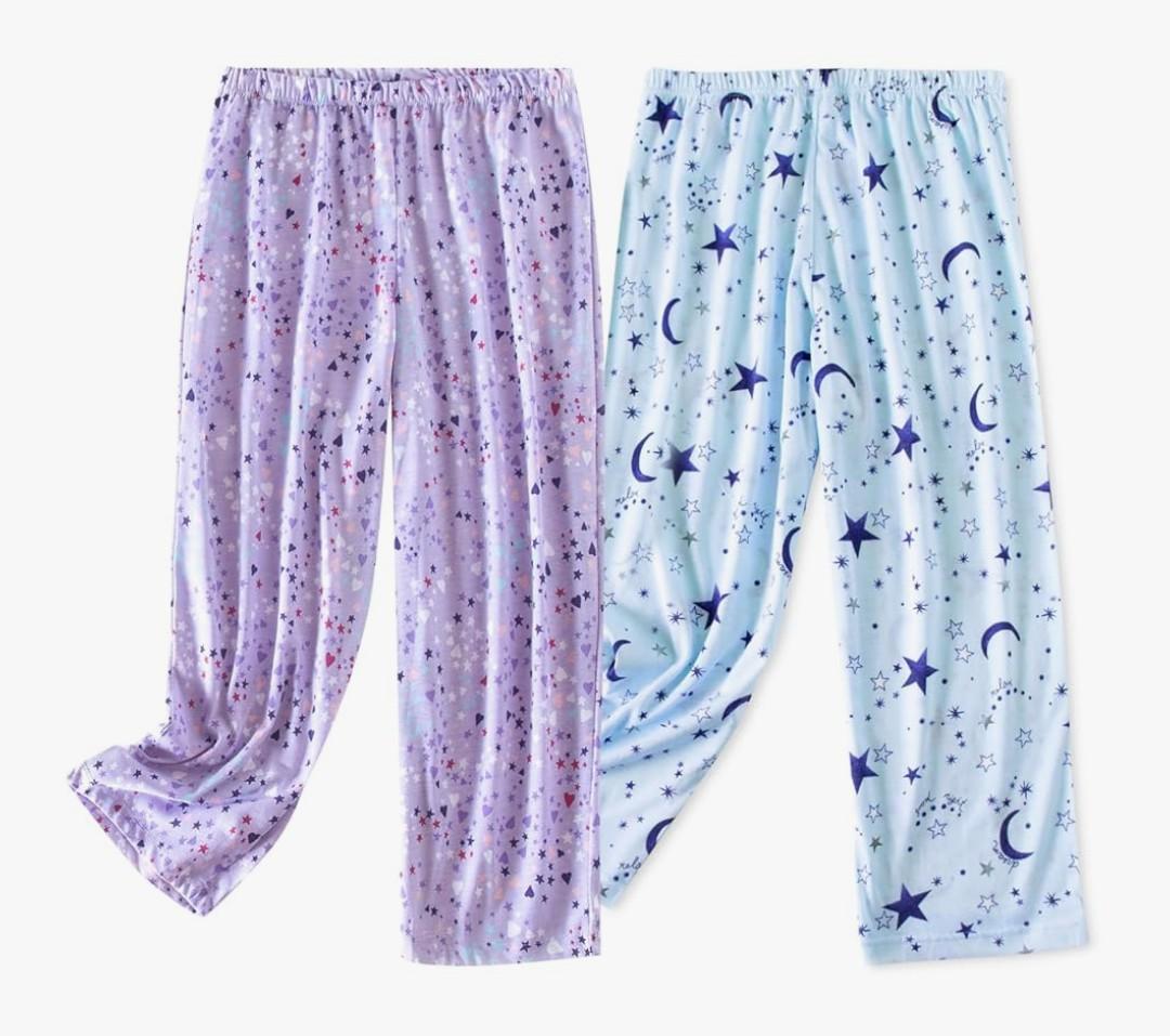 PNAEONG Women's Capri Pajama Pants Lounge Causal Bottoms Fun Print Sleep Pants Large, Pack of 2