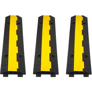 CXRCY Cable Ramp 3 Pack 2 Channel 11000lbs axle Capacity Floor Cord Cable Protector, Rubber Speed Bumps Hose Protector Ramps for Wire/Hose/Pipe Hider Driveway &Outdoor 40x10x2 inch(L x W x H)
