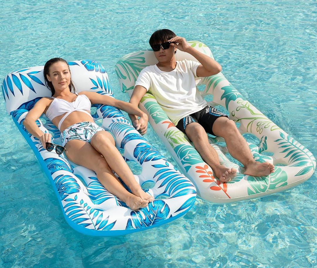 Jasonwell Inflatable Pool Float Lounge - 2 Pack Floaties Rafts for Adults Floating Lounger Sun Tanning Floats Cool Water Floaty Swimming Lake Beach Party Toys Jasonwell Inflatable Pool Float Lounge - 2 Pack Floaties Rafts for Adults Floating Lounger Sun Tanning Floats Cool Water Floaty Swimming Lake Beach Party Toys