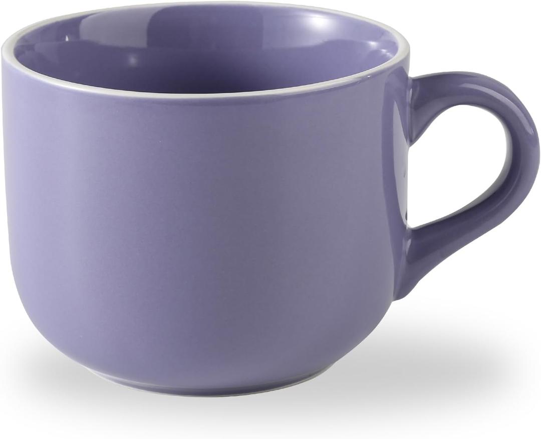 Soup Mugs with Handles, 21 OZ Large Ceramic Soup Cup, Oven Proof Soup Bowls Microwave Safe for Men Women Housewarming Birthday Christmas Gift, Purple