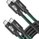 Fitee USB4 Cable for Thunderbolt 4 Cable [2 Pack 5FT], 40Gbps Data Sync, 8K/6K60Hz, 4K144Hz, PD3.1 240W Charging, USB C Thunderbolt Cable for Mac mini, MacBook Pro, PSSD, Display, Docking, Monitor
