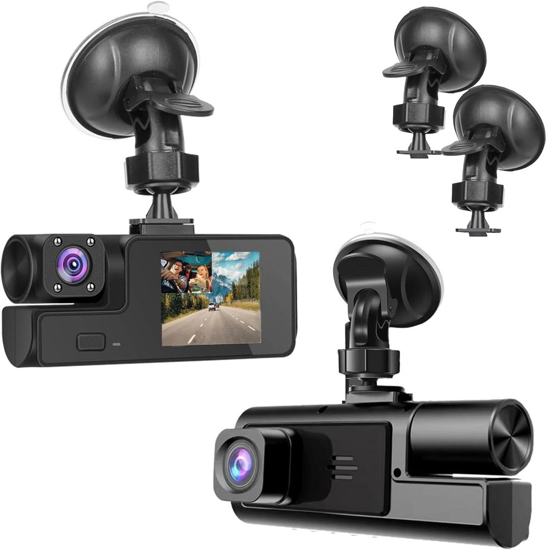 1080P Dual Dash Camera for Car Front and Inside Dashcam Car Security Video Recorder,170Wide Angle Vehicle Cam,WDR,G-Sensor,2 IPS Screen,Loop Recording,Night Vision (Dual Dash Cam Without Card)