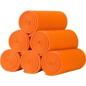 Fleece Blanket Bulk Pack of 6 Cozy Fleece Throw Blankets 50x60 Warm Soft Lightweight Breathable Pet-Friendly for Decorative Bed Sofa Wedding Gifts Camping (Orange)