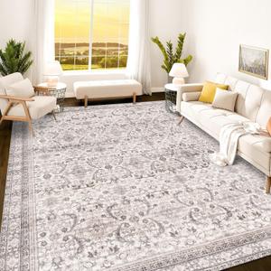 Istana Area Rugs 8x10 - Beige Grey/Light Cream Area Rug - Foldable Stain Resistant 8 x 10 Rug for Bedroom - Washable Area Rugs 8x10 - Farmhouse Rugs for Living Room