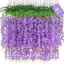 40 Pack Purple Wisteria Hanging Flowers, Fake Hanging Flowers for Decoration, Artificial Hanging Flowers,Vines for Bedroom,Flower Garland for Home,Party,Garden, Wall,Wedding Decoration(3.6 Ft/Pcs)