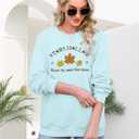 MYHALF Crewneck Sweatshirt for Women Fall Leaf Graphic Sweatshirts Vacation Long Sleeve Drop Shoulder Pullover (Blue, L)
