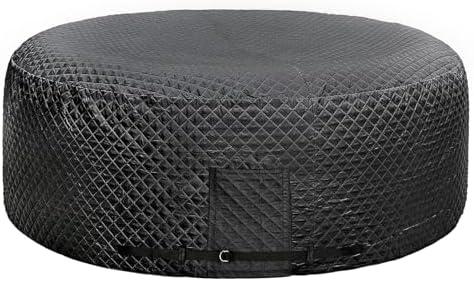 UCEDER Insulated Inflatable Hot Tub Cover,Round Spa Thermal Cover with External Heater/Pump Install Door Design,Energy-Saving and Eco-Friendly for Keeping Warm(Black, 83" D x 28" H)