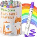 TinyGeeks 24 Twistable Crayons - Non Toxic, Washable Crayons for Toddlers, Kids Ages 3-8 - Easy To Hold - Perfect Coloring Gift for Boys and Girls - Unleash Colorful Fun (24 Count (Pack of 1))