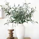 FiveSeasonStuff Artificial Olive Branches, 6 Gray-Green 30 Inch Faux Olive Stems with Bendable Wire for Vases & Centerpieces